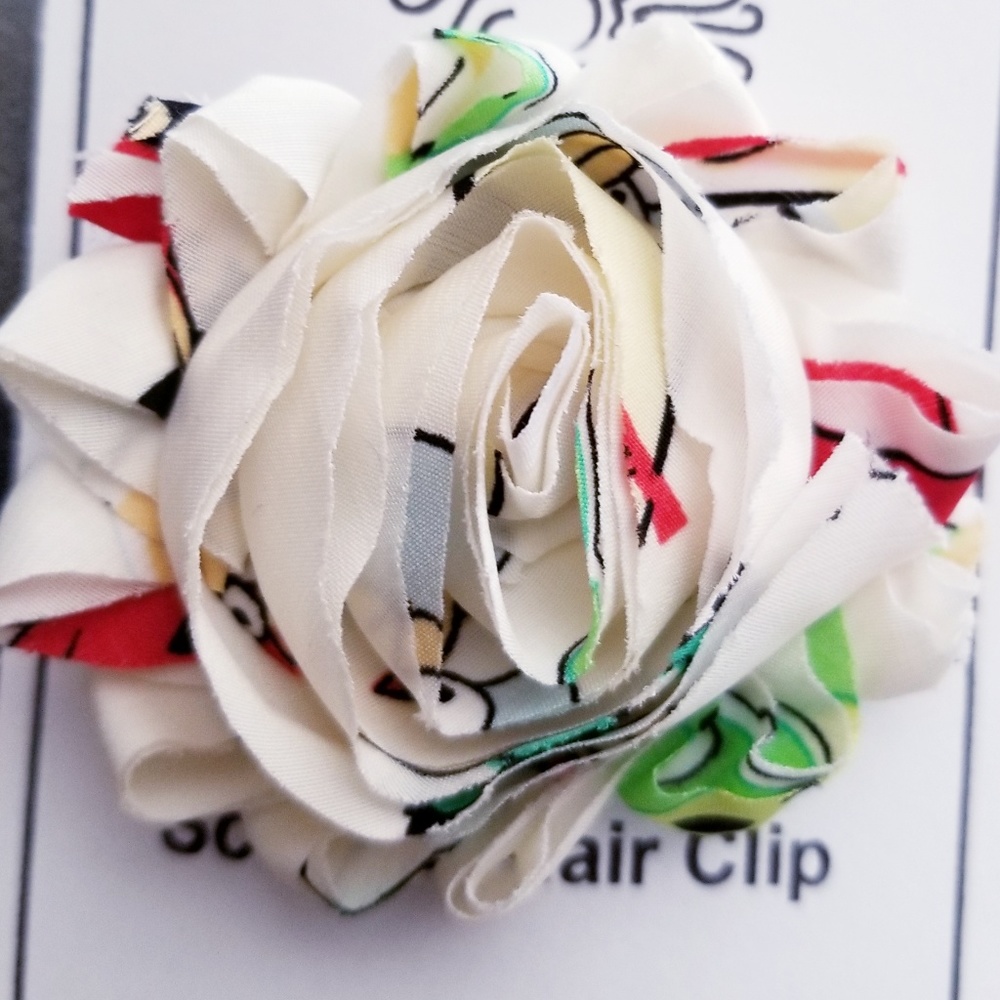 Shabby Rose Flower Scarf Clip or Hair Clip ivory